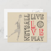 Inspirerend Live Love Play Netball Quote Briefkaart (Voorkant / Achterkant)