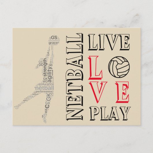 Inspirerend Live Love Play Netball Quote Briefkaart (Voorkant)