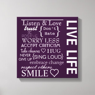 Inspirerend Love Life Wrapped Canvas Afdruk