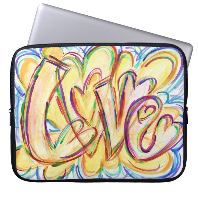 Inspirerend Love Word Hearts Computer Sleeve (Voorkant)