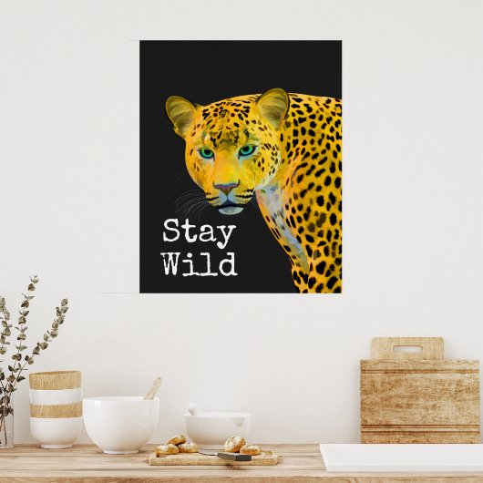 Inspirerend luipaard Verblijf Wild Black Poster (Keuken)
