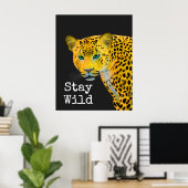 Inspirerend luipaard Verblijf Wild Black Poster (Thuiskantoor)