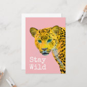Inspirerend luipaard Verblijf Wilde Roze Kaart (Voorkant / Achterkant in situ)