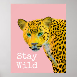 Inspirerend luipaard Verblijf Wilde Roze Poster