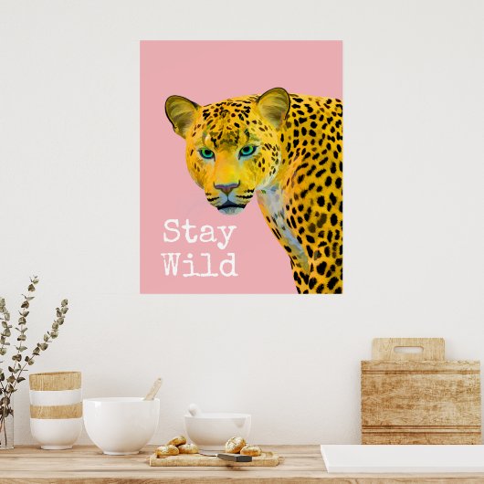 Inspirerend luipaard Verblijf Wilde Roze Poster (Keuken)