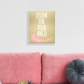 Inspirerend luistert naar uw engel Quote Canvas Afdruk (Insitu (Woonkamer))