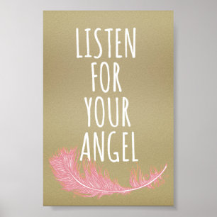 Inspirerend luistert naar uw engel Quote Poster