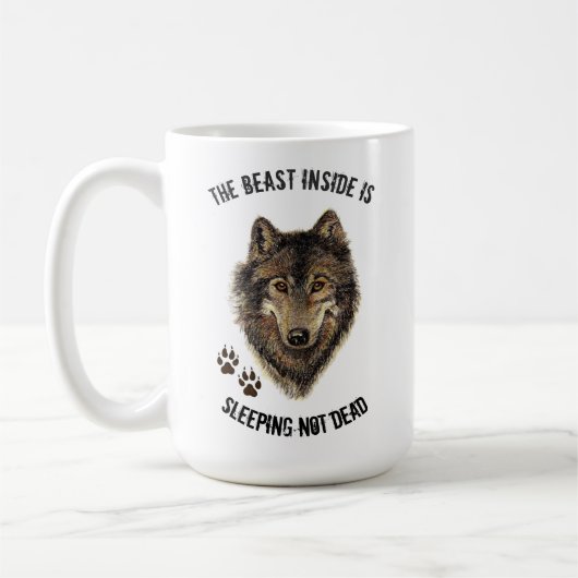 Inspirerend maar vun Beast Quote Wolf Animal Koffiemok (Links)