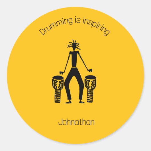 Inspirerend, magische Silhouette Drummer Ronde Sticker (Voorkant)