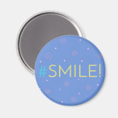 Inspirerend magneet - blauwe Hashtag Mag #glimlach (Voorkant / Achterkant)