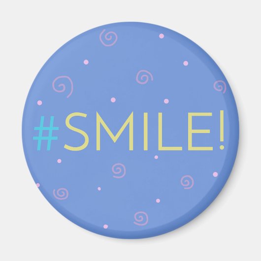 Inspirerend magneet - blauwe Hashtag Mag #glimlach (Voorkant)