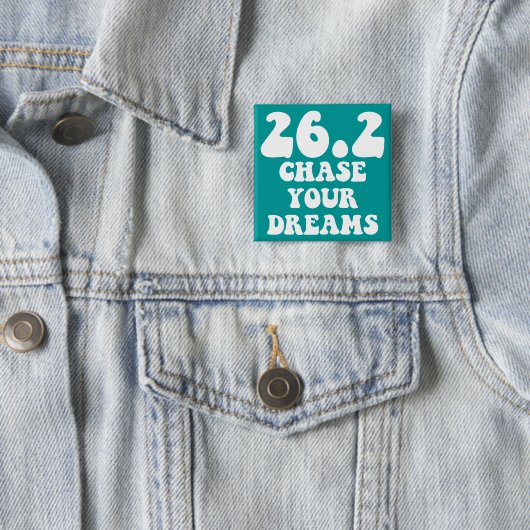 Inspirerend marathon vierkante button 5,1 cm (In situ)