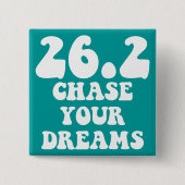 Inspirerend marathon vierkante button 5,1 cm (Voorkant)