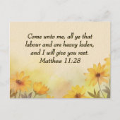 Inspirerend Matteus 11:28 Gele bloem Briefkaart (Voorkant)