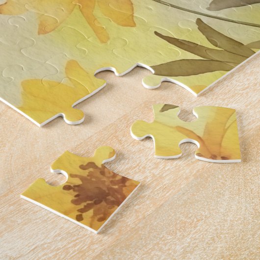 Inspirerend Matteüs 11:28 Gele bloemen Legpuzzel (Zijkant)
