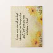 Inspirerend Matteüs 11:28 Gele bloemen Legpuzzel (Verticaal)