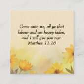 Inspirerend Matteüs 11:28 Gele bloemen Vierkante Visitekaartje (Voorkant)