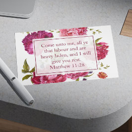 Inspirerend Matteüs 11:28 Roze Bloemen Briefkaart
