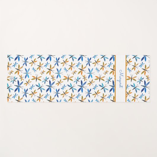 Inspirerend met de hand geïllustreerd libellenpatr yogamat (Voorkant (horizontaal))