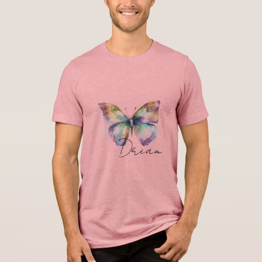 Inspirerend Mint Aqua Blue Dream Butterfly Tri-Blend Shirt (Voorkant)