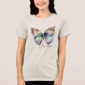 Inspirerend Mint Aqua Blue Dream Butterfly Tri-Blend Shirt (Voorkant)