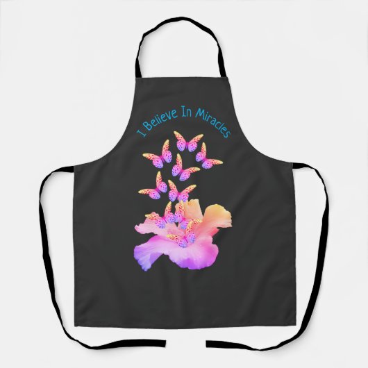 Inspirerend mirakels Hibiscus en vlinders Schort (Voorkant)