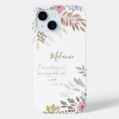 Inspirerend Modern Wit Roze Bloemen Religieus Case-Mate iPhone Case (Achterkant)