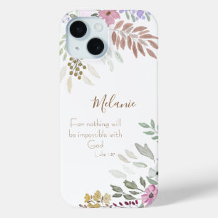 Inspirerend Modern Wit Roze Bloemen Religieus iPhone 15 Case