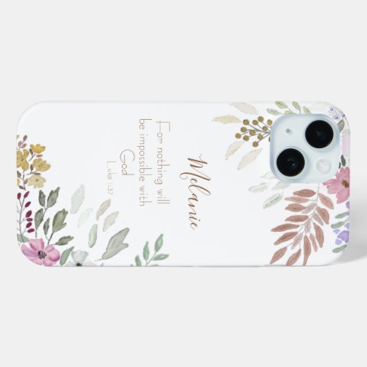 Inspirerend Modern Wit Roze Bloemen Religieus Case-Mate iPhone Case (Achterkant (horizontaal))
