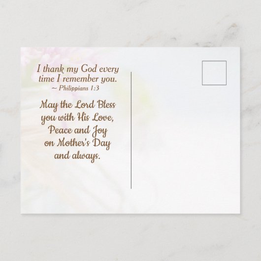 Inspirerend Moederdag gebeden en bijbelse versie Briefkaart (Achterkant)