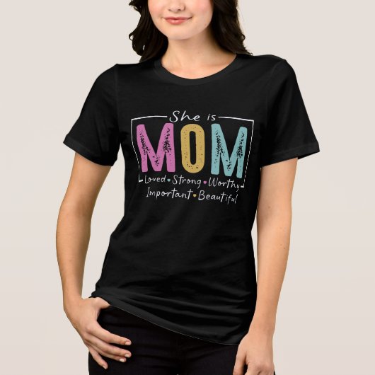 Inspirerend Moederdag Ze is mama Tri-Blend Shirt (Voorkant)