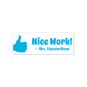 Inspirerend "Mooi werk!" + Aangepaste leraar naam Zelfinktende Stempel