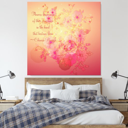 Inspirerend Morning Glory Floral Wrapped Canvas (Insitu (Slaapkamer))