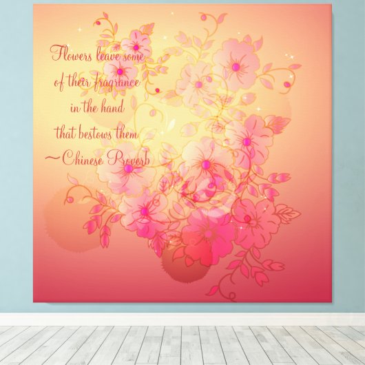 Inspirerend Morning Glory Floral Wrapped Canvas (Insitu (Houten vloer))
