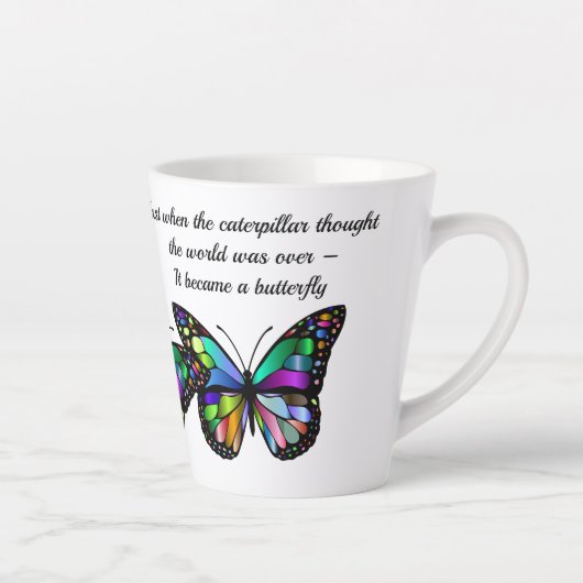 Inspirerend Motivatie Butterfly Quote Latte Mok (Rechts)