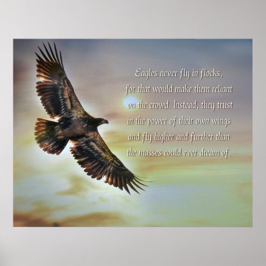 Inspirerend Motivatie Eagle Flying High Poster (Voorkant)