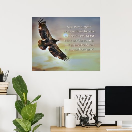 Inspirerend Motivatie Eagle Flying High Poster (Thuiskantoor)