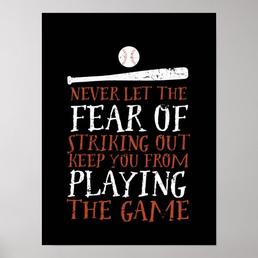 Inspirerend Motivatie-honkbal-sportcitaat Poster (Voorkant)