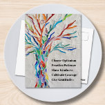 Inspirerend Motivatie prijsopgave Briefkaart<br><div class="desc">Dit decoratieve briefkaart bevat een mozaïekboom in regenboogkleuren en een inspirerende quote. Omdat we ons eigen kunstwerk creëer,  zal je dit exacte afbeelding niet vinden van andere ontwerpers. Originele mozaïek © Michele Davies. Oorspronkelijk citaat © Michele Davies.</div>