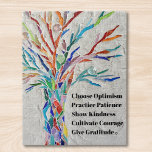 Inspirerend Motivatie prijsopgave Legpuzzel<br><div class="desc">Inspirerend Motivatie Boom Jigzaag Puzzle. Deze decoratieve puzzel bevat een mozaïekboom in regenboogkleuren en een inspirerende quote. Omdat we ons eigen kunstwerk creëer,  zal je dit exacte afbeelding niet vinden van andere ontwerpers. Originele mozaïek © Michele Davies. Oorspronkelijk citaat © Michele Davies.</div>