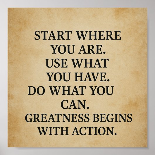 Inspirerend Motivatie Quote Wall Art Poster (Voorkant)