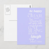 inspirerend motivatie - wees blij, zing, lach briefkaart (Voorkant / Achterkant)