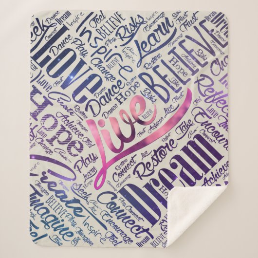 Inspirerend Motivatie Word Cloud Art Sherpa Deken (Voorkant)