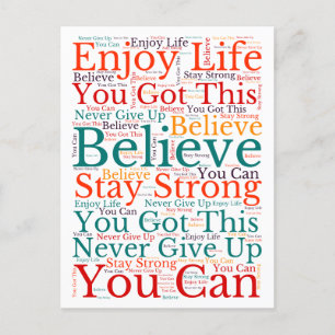 Inspirerend Motivatie zinnen WordArt-patroon Feestdagenkaart