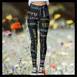 Inspirerend Motivatie zwart en pastel Yoga Leggings