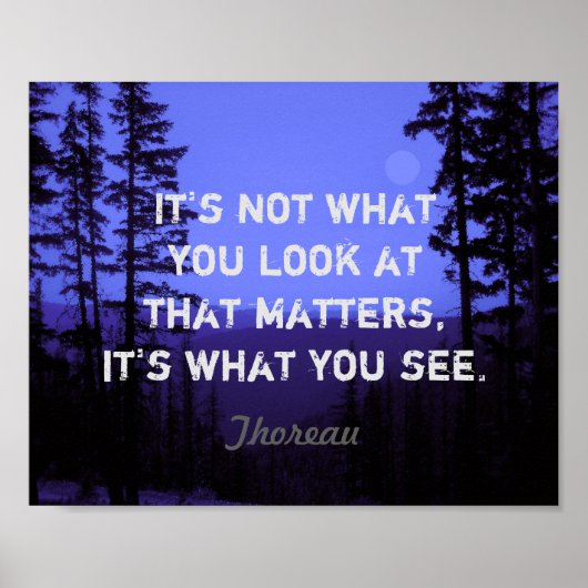 inspirerend natuur poster Thoreau citeert blauw (Voorkant)