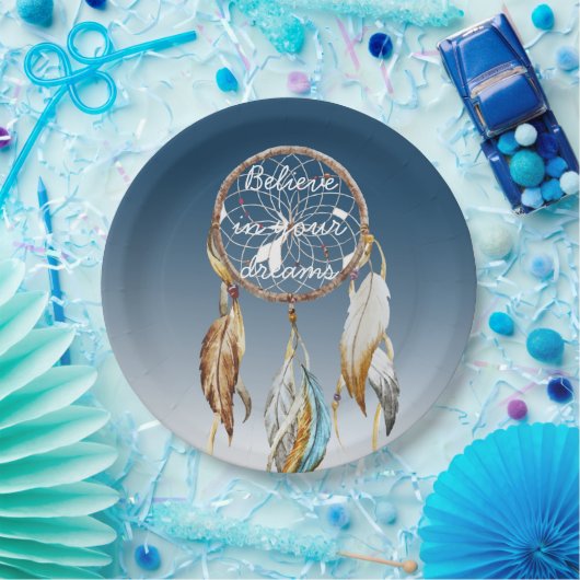 Inspirerend Navy Blue Ombre Dream Catcher Papieren Bordje (Feest)