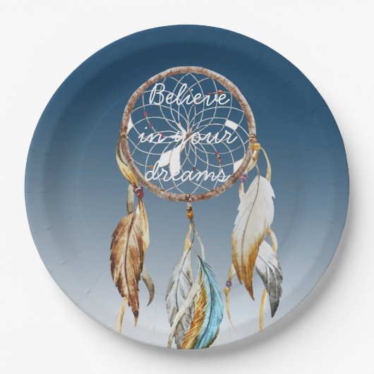 Inspirerend Navy Blue Ombre Dream Catcher Papieren Bordje (Voorkant)