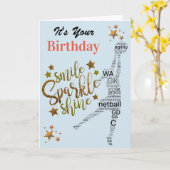 Inspirerend Netball Verjaardag Kaart (Gele Bloem)