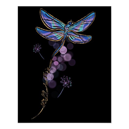 Inspirerend Nog steeds Ik Stijg Quote Dragonfly Bl Perfect Poster (Voorkant)